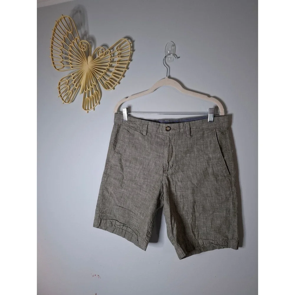 Banana Republic 100% Cotton Men's 31 Flat Front Shorts Olive Green Khaki